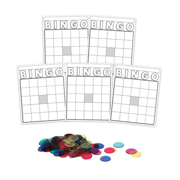 Bingo Card and Counters Set - 1000 chips and 50 Bingo colored cards
