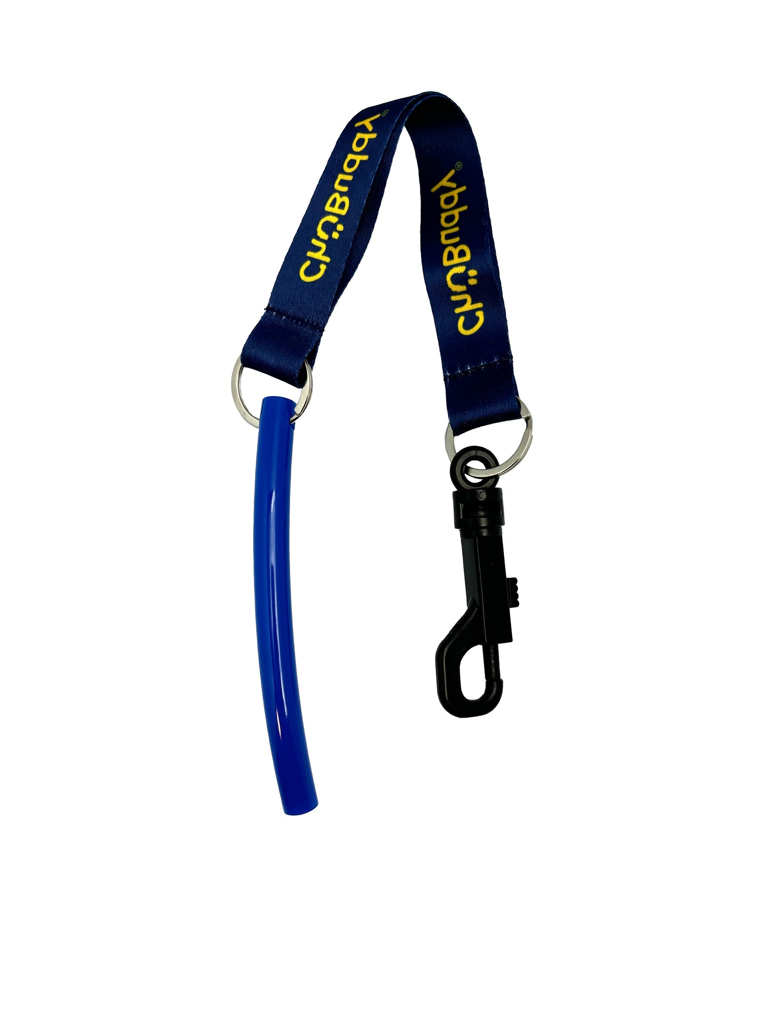 Special Needs Sensory Toy - 3/8" Slim Red Tube, 1/2" Strong Green Tube, 9/16" Big Blue Tube on 8" Navy Lanyard