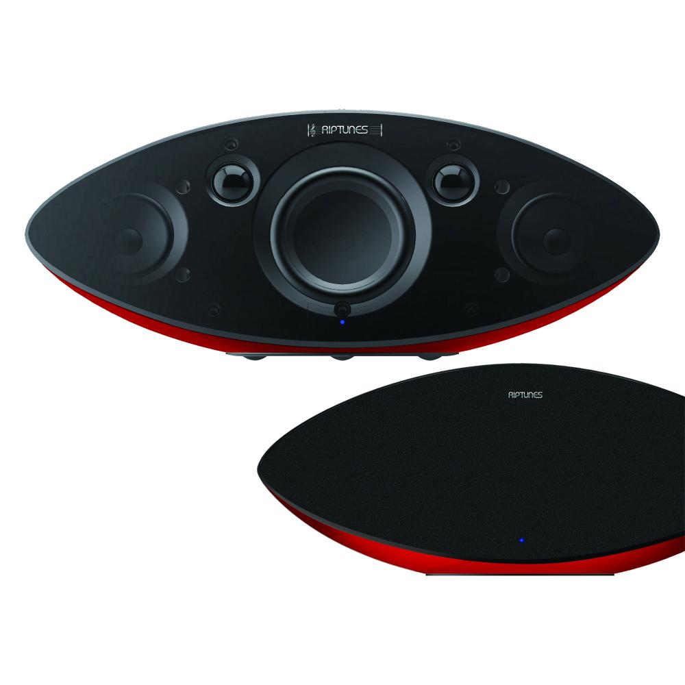 Riptunes Elite Bookshelf Bluetooth 40W RMS 2.1 Channel Speaker System, Red