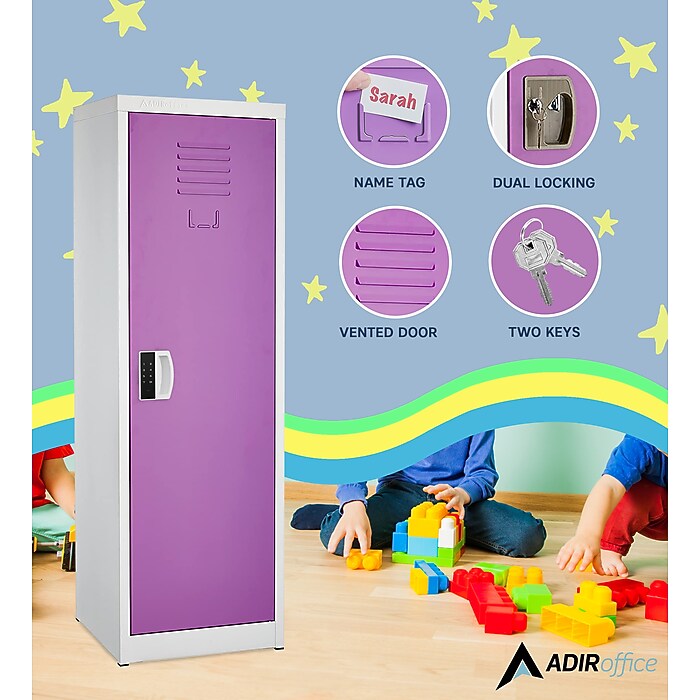 48" H x 15" W Steel Single Tier Storage Locker with Digital Lock, Purple