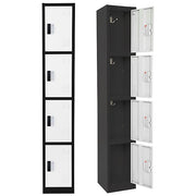 72" H x 12" W  4-Tier Steel Storage Locker with Digital Lock, Black and White, Pack of 4