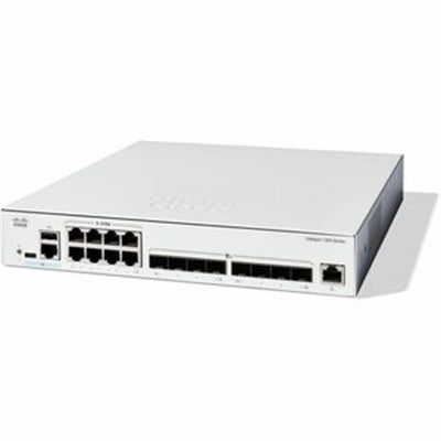 Cisco - C1300-16XTS 16-Port 10G Managed Layer 2-3 Switch, 8-Port RJ-45, 8-Port SFP Plus, 320 Gbps, Stackable, 1U Rack - Gray