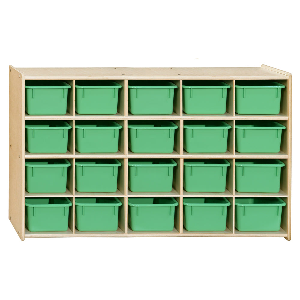 Contender 20 Tray Storage with Lime Green Trays - Assembled