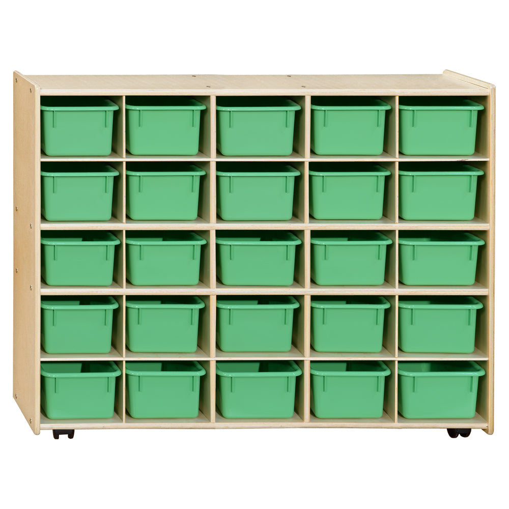 Contender 25 Tray Storage with Lime Green Trays - Assembled