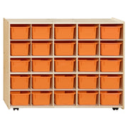 Contender Mobile 25 Tray Storage with Orange Trays - Assembled with Casters