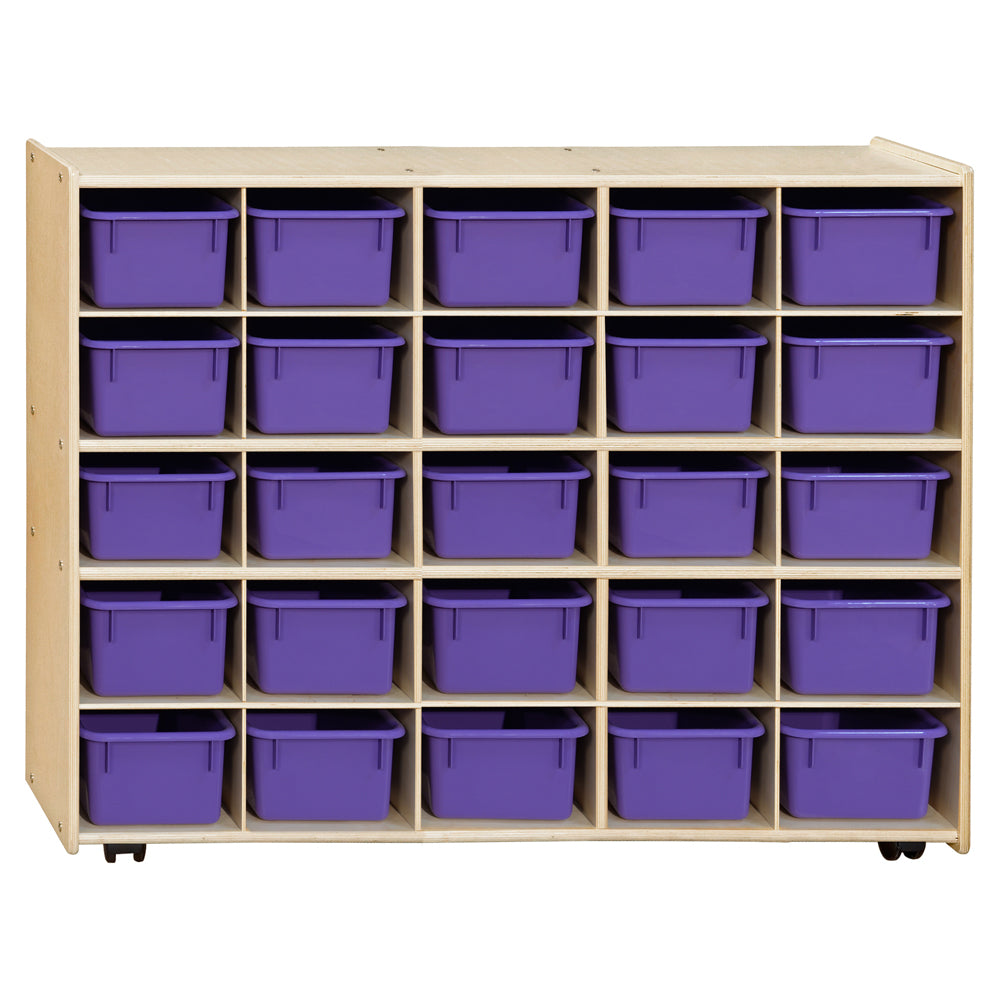 Contender Mobile 25 Tray Storage with Purple Trays - Assembled with Casters