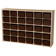 Contender 30-Cubby Single Storage Unit w/ Brown Tubs - Assembled