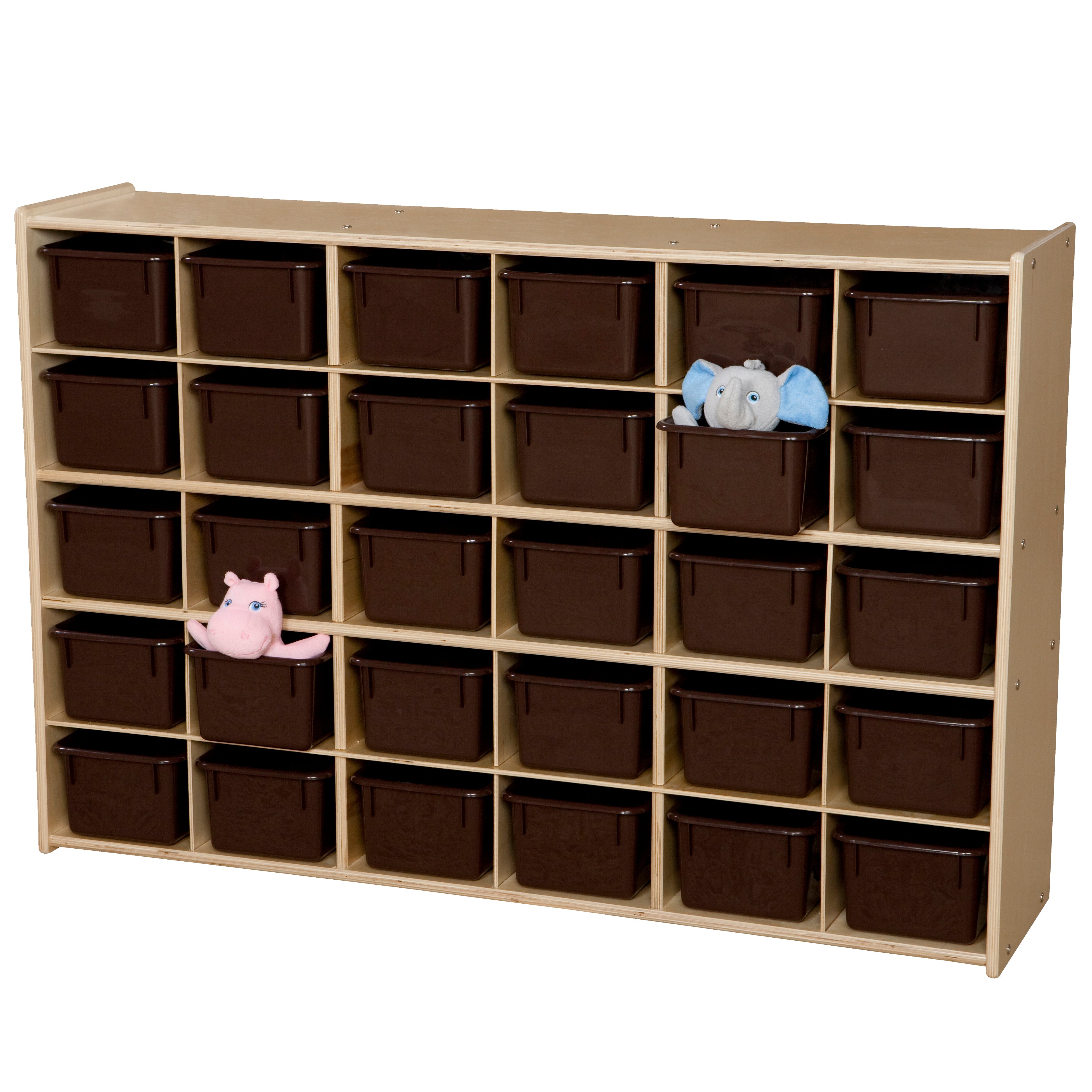 Contender 30-Cubby Single Storage Unit w/ Brown Tubs - Assembled