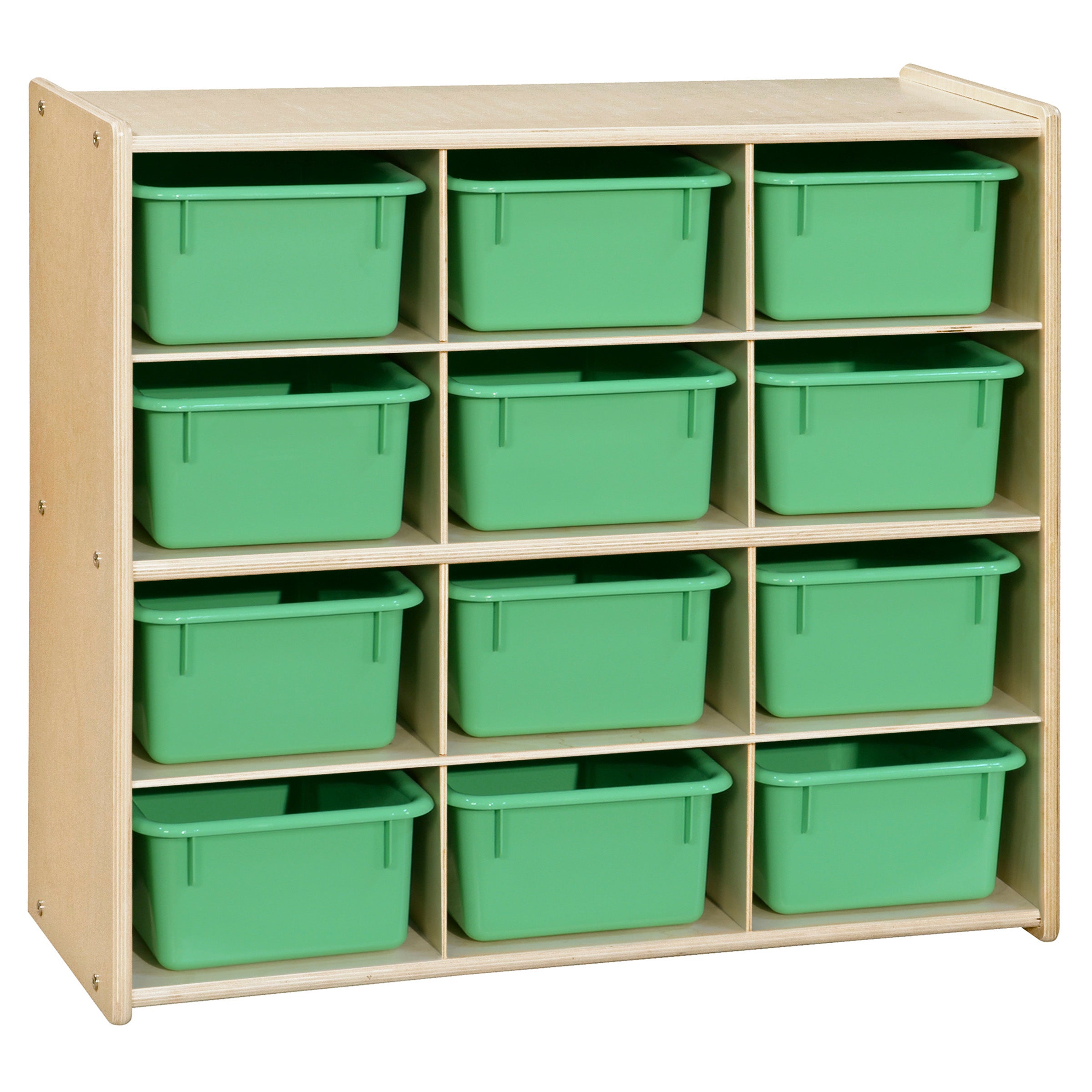 Contender 12-Cubby Storage Unit with Lime Green Tubs - Assembled