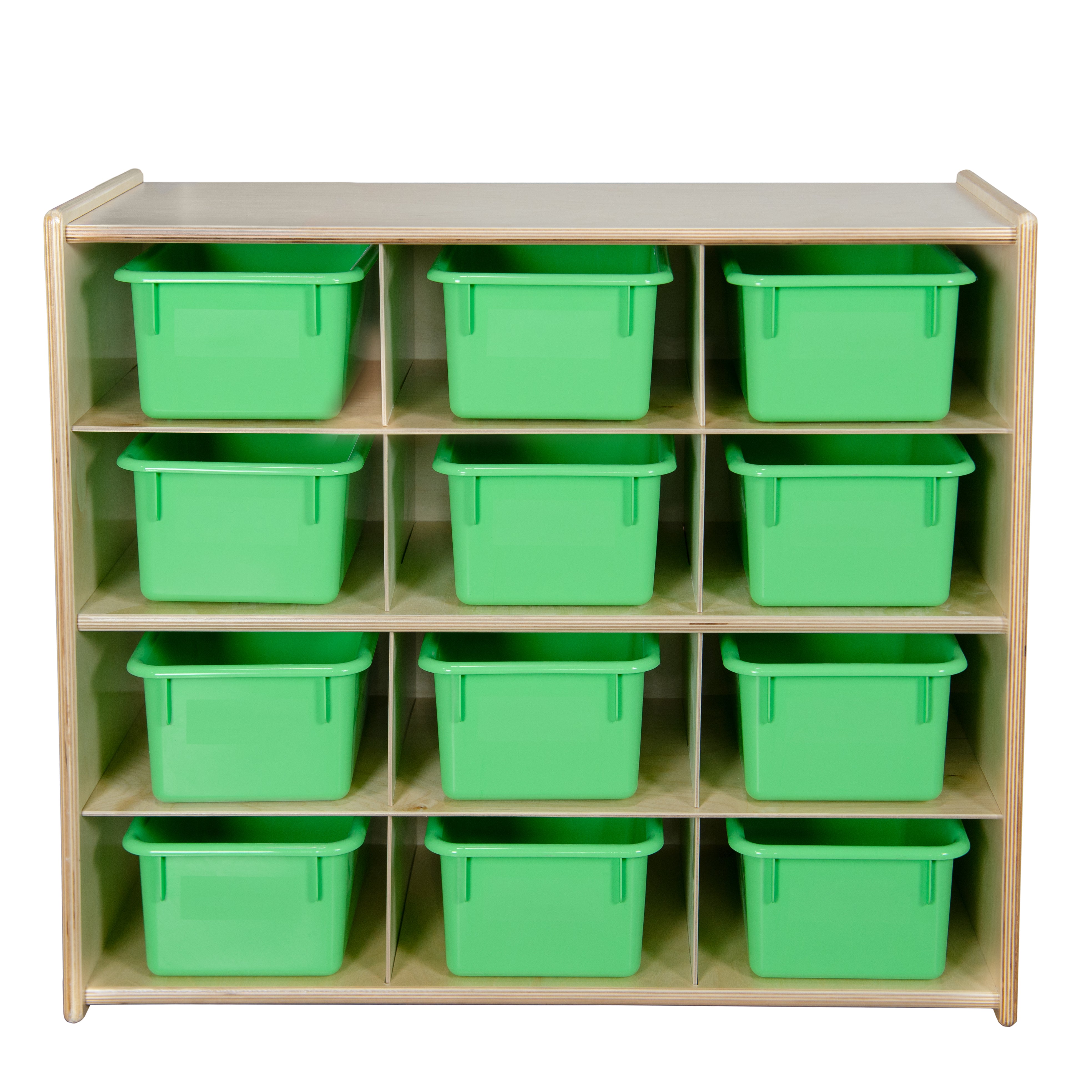 Contender 12-Cubby Storage Unit with Lime Green Tubs - Assembled