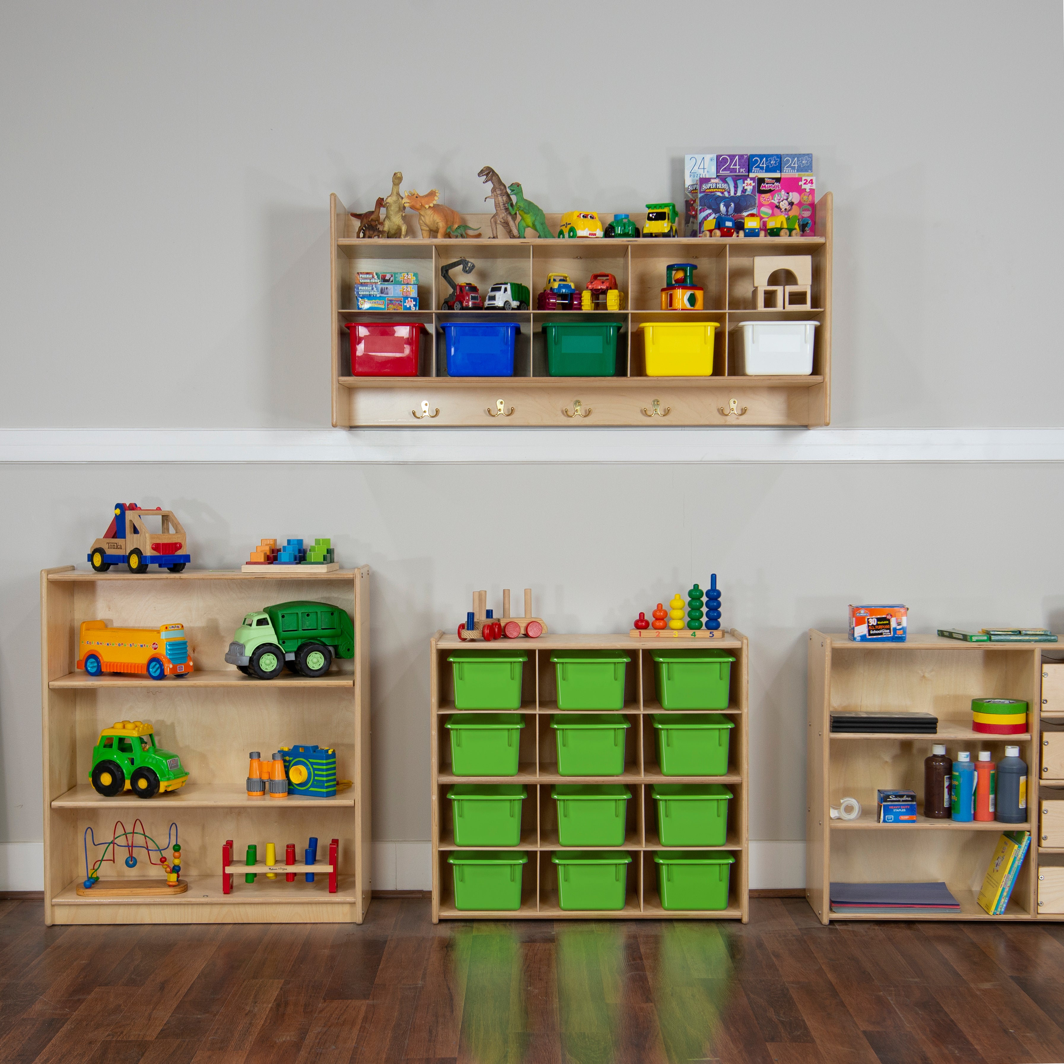 Contender 12-Cubby Storage Unit with Lime Green Tubs - RTA