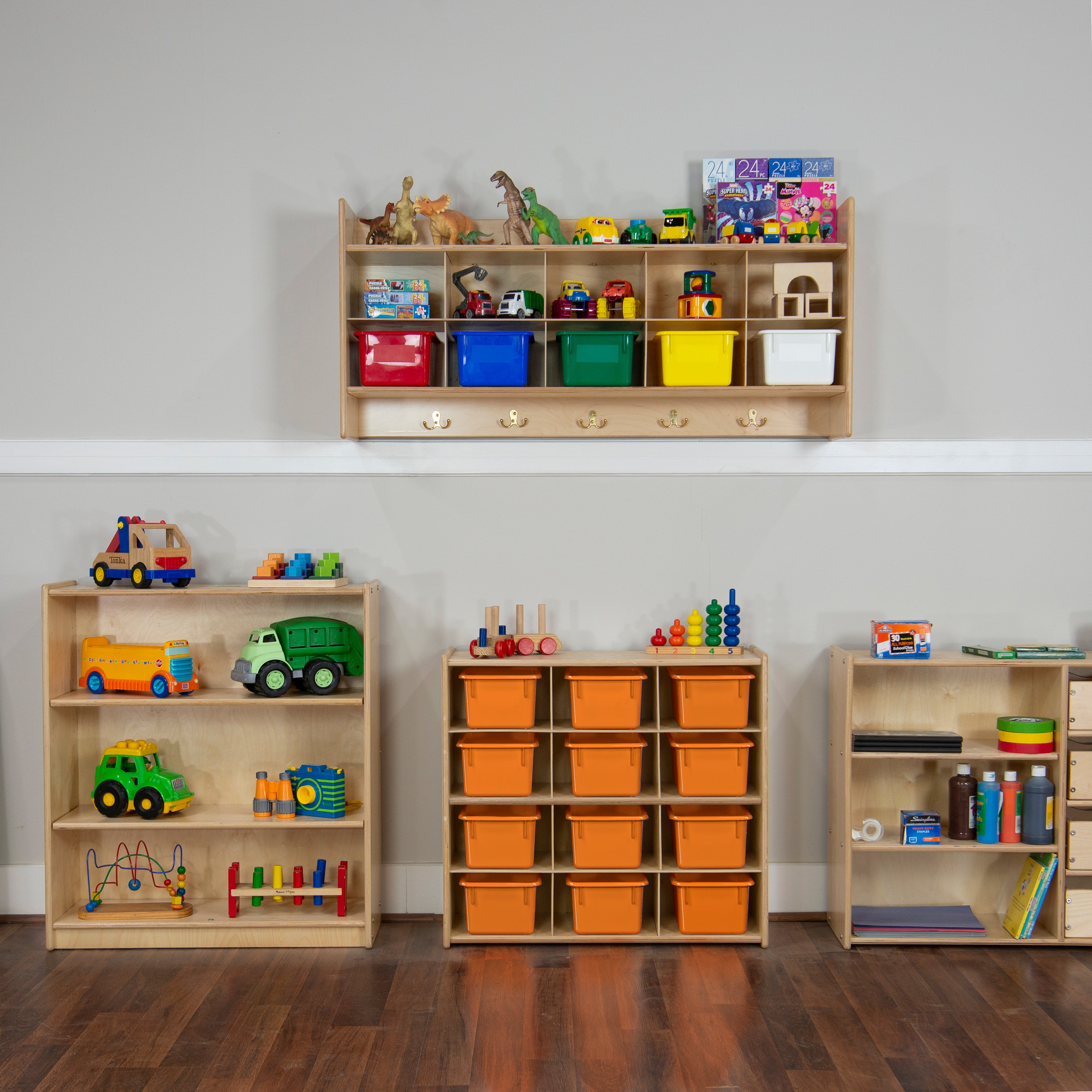 Contender 12-Cubby Storage Unit with Orange Tubs - RTA