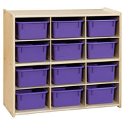 Contender 12-Cubby Storage Unit with Purple Tubs - Assembled