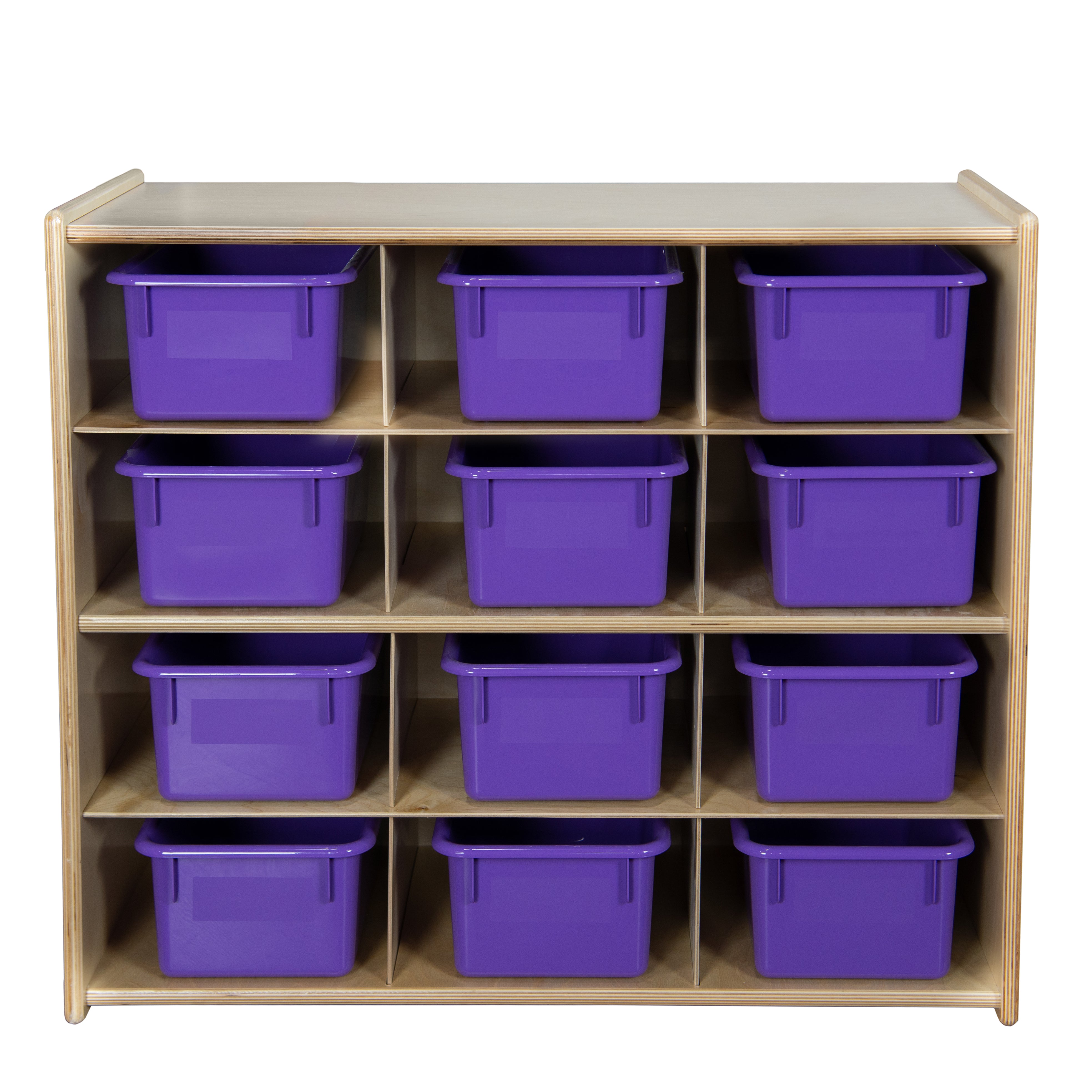 Contender 12-Cubby Storage Unit with Purple Tubs - Assembled