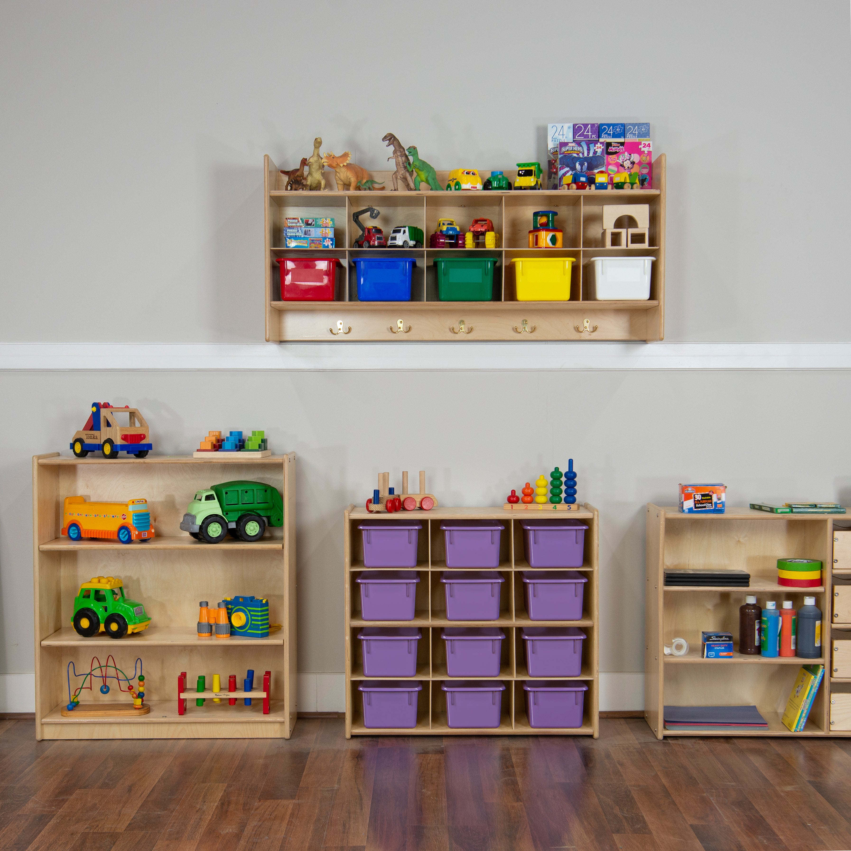 Contender 12-Cubby Storage Unit with Purple Tubs - Assembled