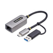 StarTech.com USB-C to Ethernet Adapter with USB-a Dongle, 6 in /15cm