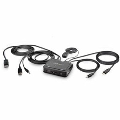 StarTech.com 2-Port Hybrid USB-C DisplayPort Cable KVM Switch 4K 60Hz Compact KVM with 6ft/1.8m USB-a/DisplayPort/Audio & 4ft/1.2m USB-C Integrated Ho