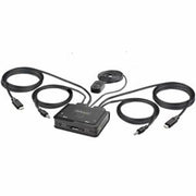 StarTech.com 2-Port USB-C Cable KVM Switch 4K 60Hz DisplayPort Output Compact KVM with 4ft/1.2m USB Type-C/Audio Integrated Cables Bus Powered - Remot