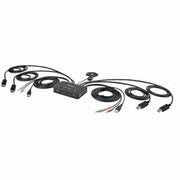 StarTech.com 2-Port Dual-Monitor DisplayPort Cable KVM Switch, 4K 60Hz, Compact KVM with 5ft/1.5m USB-a/DisplayPort/Audio Integrated Cables, Bus Power