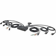 StarTech.com 2-Port Dual-Monitor HDMI Cable KVM Switch 4K 60Hz Compact KVM with 5ft/1.5m USB-a/HDMI/Audio Integrated Cables Bus Powered - Remote Push