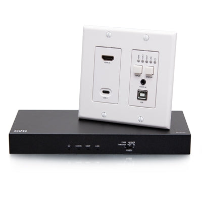 31011 HDMI HDBaseT Plus USB-C, 3.5mm & USB-B to Over Cat Extender Wall Plate Transmitter to Box Receiver - 4K 60Hz