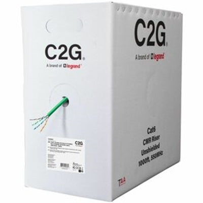 Cables to Go - C2G 1000FT CAT6 Solid UTP CMR Bulk Unshielded Ethernet Network Cable -  TAA - Green - C2G56035