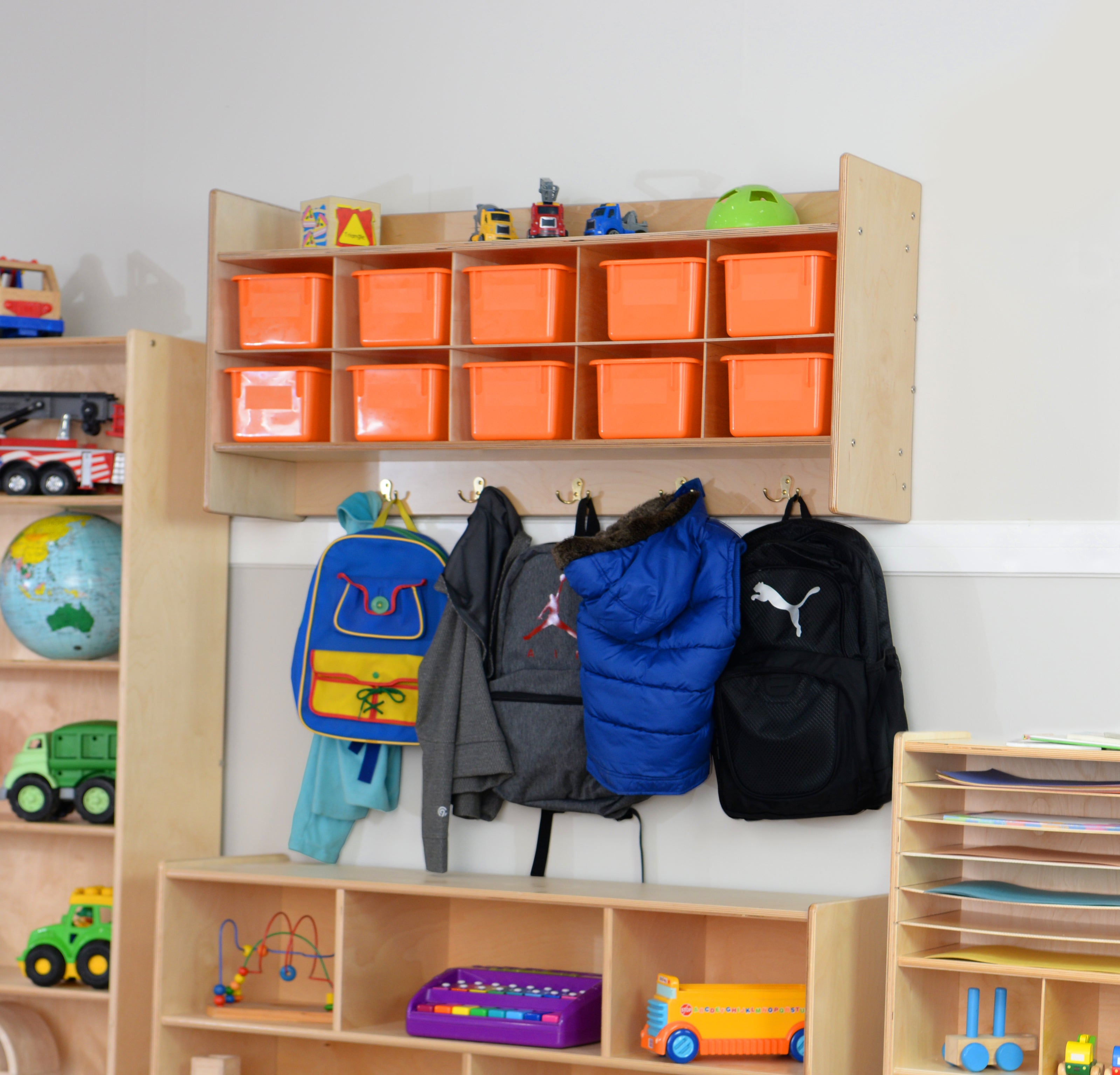 Contender Wall Hanging Storage with Orange Trays - RTA