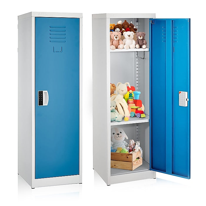 48" H x 15" W Steel Single Tier Storage Locker with Digital Lock, Blue