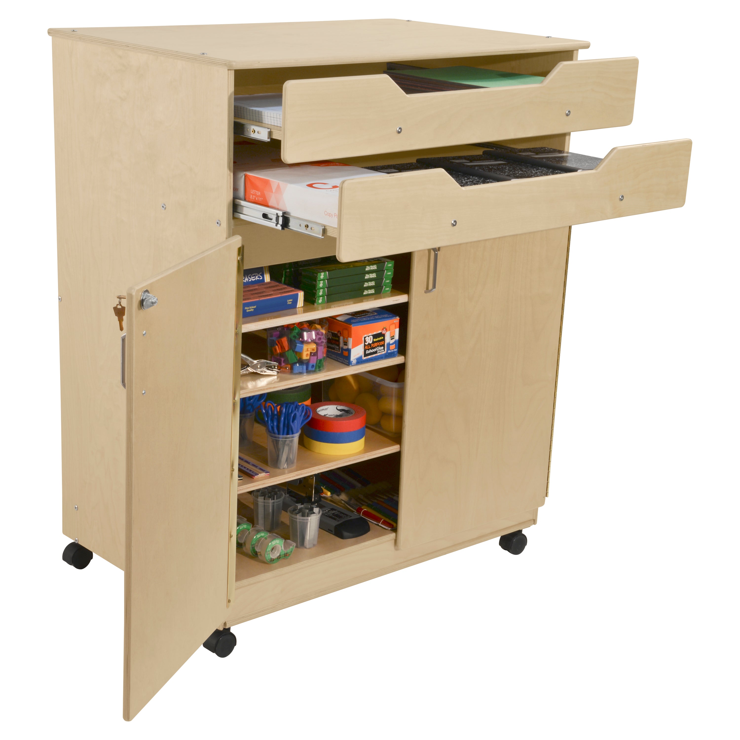 Contender Mobile Storage Cabinet with Exposed Drawers - Assembled