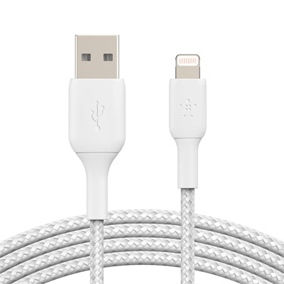 Belkin BOOST CHARGE Braided Lightning to USB-a Cable CAA002BT3MWH White