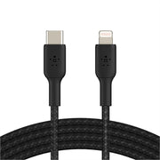 Belkin Braided 2m USB-C to Lightning MFI-Certified Cable for Apple iPhone BLK