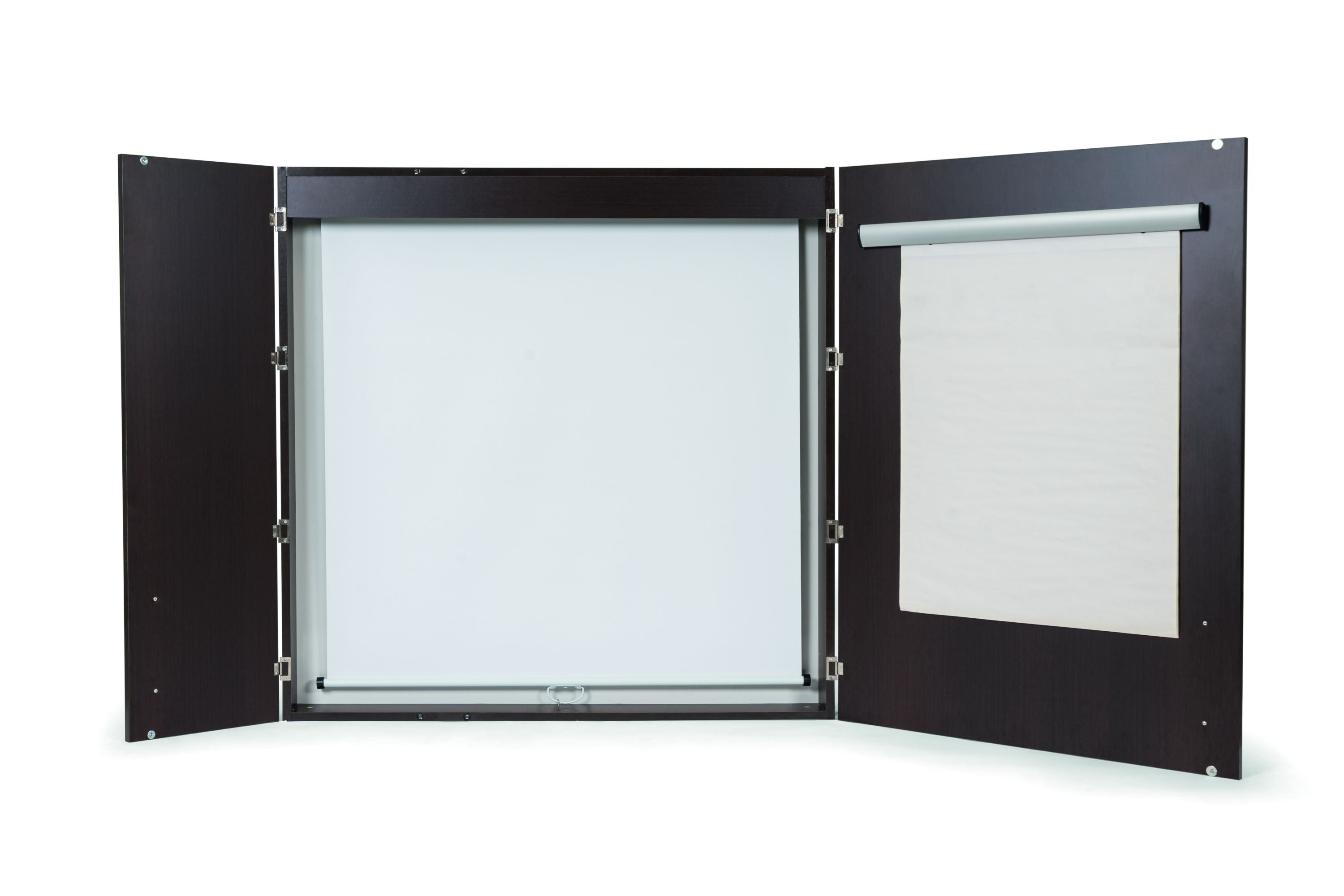 MasterVision 3-in-1 Contemporary Magnetic Platinum Plus Dry Erase Conference Cabinet  4"x4", Ebony, 2 Door