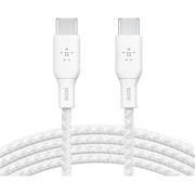 Belkin BoostCharge Braided USB-C to USB-C Cable (2m/6.6ft) - White (CAB014bt2MWH),100W,480Mbps,30K+,Samsung Galaxy,iPad,MacBook,Google,OPPO,Nokia,2YR