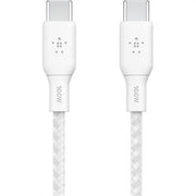 Belkin BoostCharge USB-C to USB-C Cable (3M) - White (CAB014bt3MWH),100W,480Mbps,30K+ Bend,Double Braided,Samsung Galaxy,iPad,MacBook,2 Years Warranty
