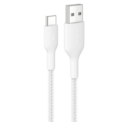 Belkin BoostCharge Braided USB-a to USB-C 2.0 Cable - 1m - White [CAB022fq1MWH]