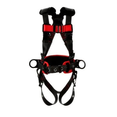 Protecta (Capital Safety) PRO Harness, Construction Style, Tongue Buckle Legs, Fixed Back D-ring & Side D-rings, Hip Pad and Belt, Moisture Wicking with breathable back padding, Black,  Medium/Large, **Replaces 1191209