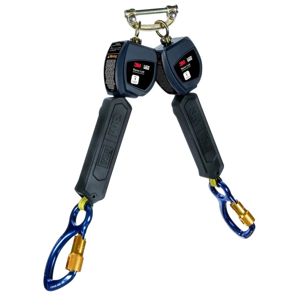 3M™ DBI-SALA® Nano-Lok™ Personal Twin-Leg Self Retracting Lifeline, Web Aluminum Carabiner, 3100546, 6 ft., Class 1, ANSI