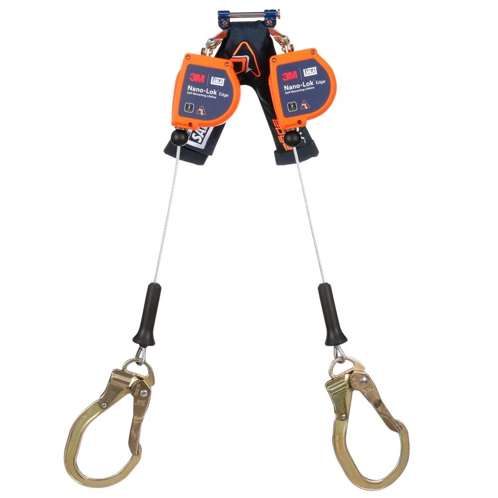 DBI-Sala (Capital Safety) 8 ft. (2.4m) twin-leg lifelines with 3/16" (5mm) galvanized steel wire rope and steel rebar locking hooks, quick connector for harness mounting. New ANSI update Replaces # 3500227