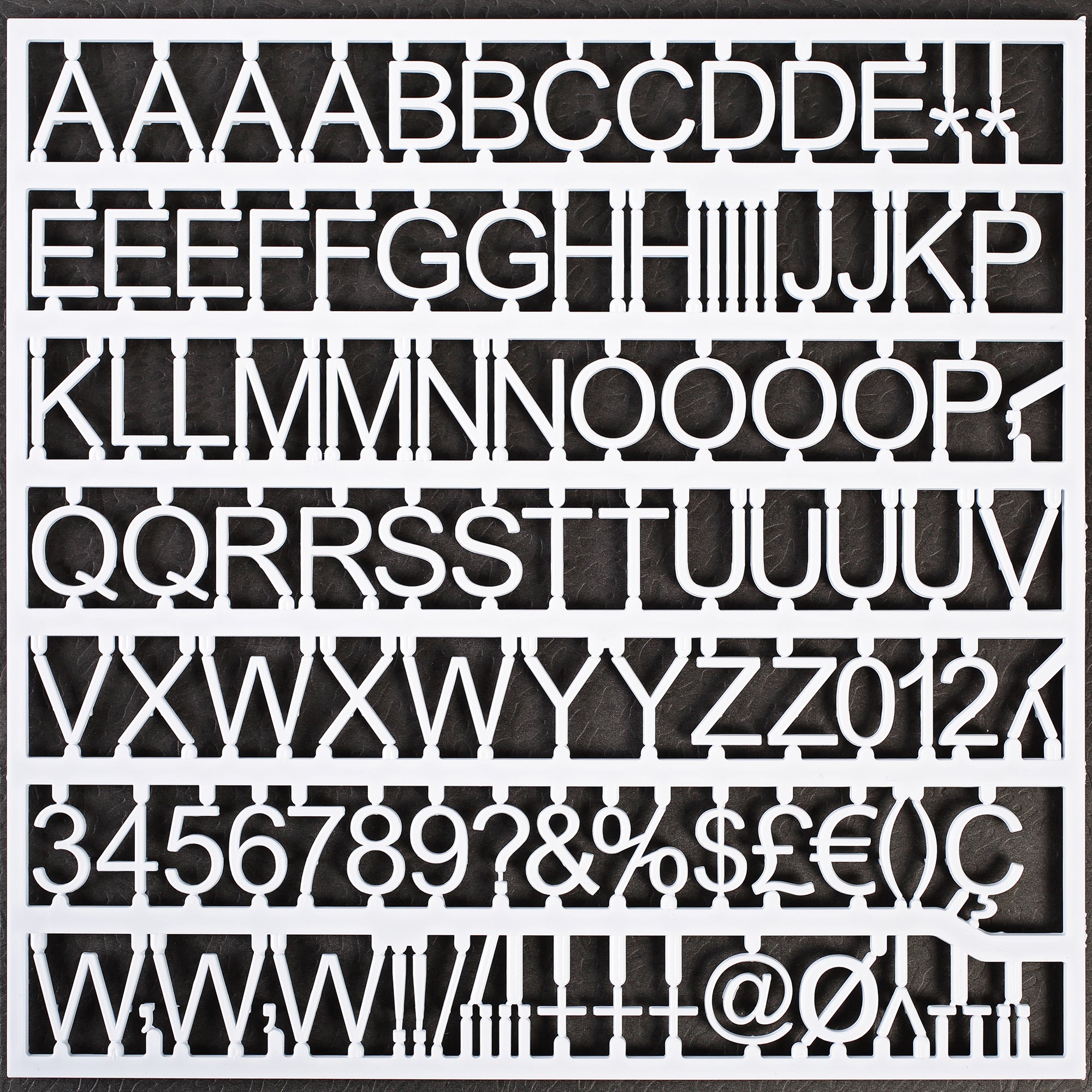 MasterVision 3/4" White Plastic Set of Letters, Numbers & Symbols