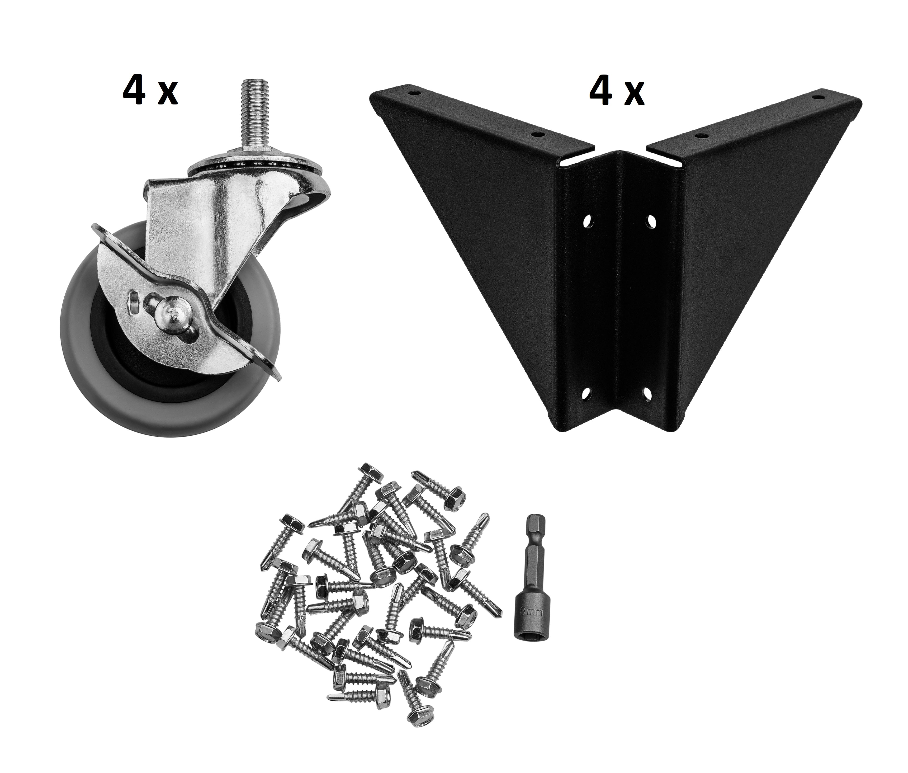 NPS® Casters for Aero-Lift Tables (Set of 4) , Frame Color: Black