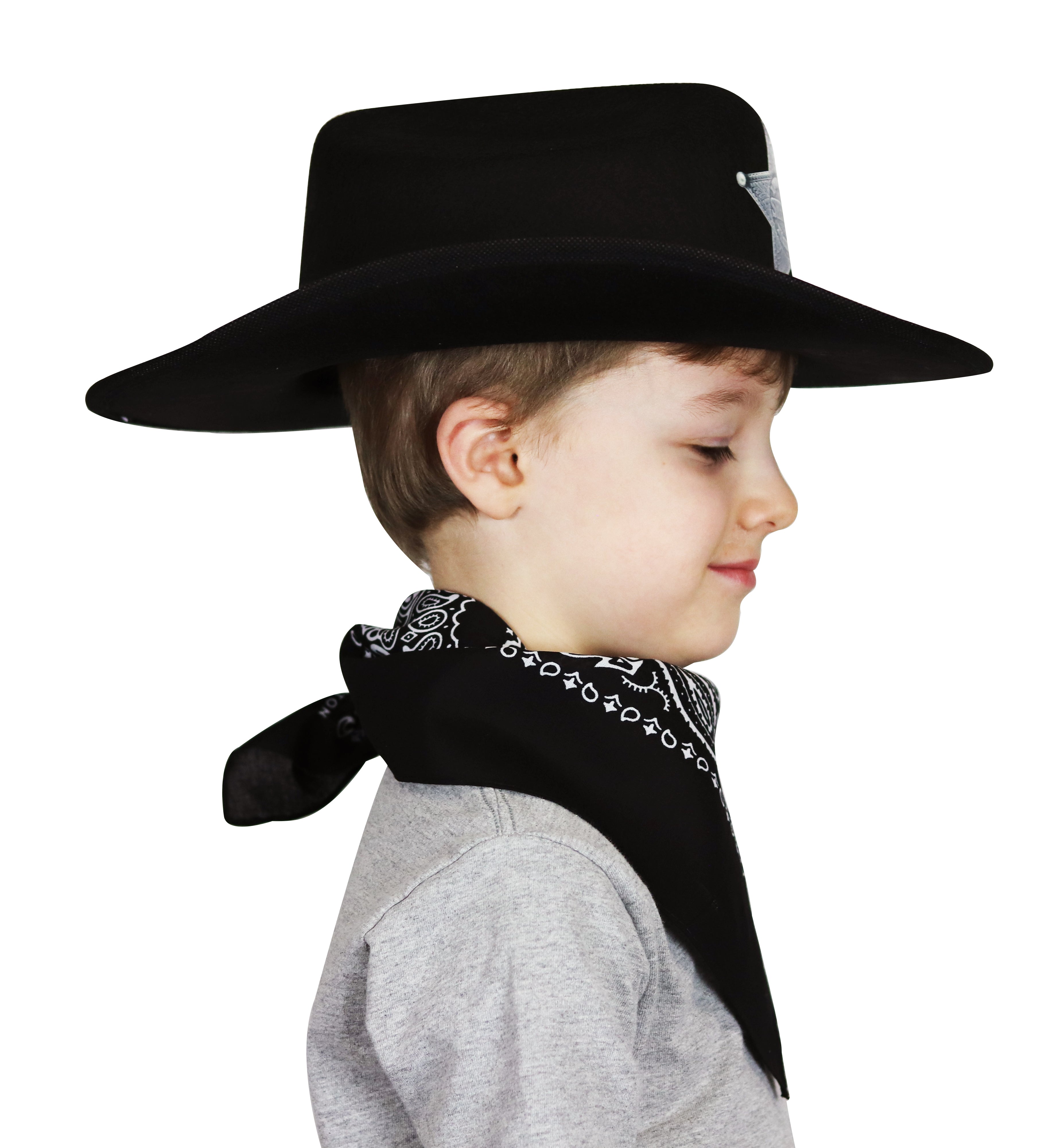 Jr. Cowboy Hat, Gray, with Sheriff Logo And Bandanna