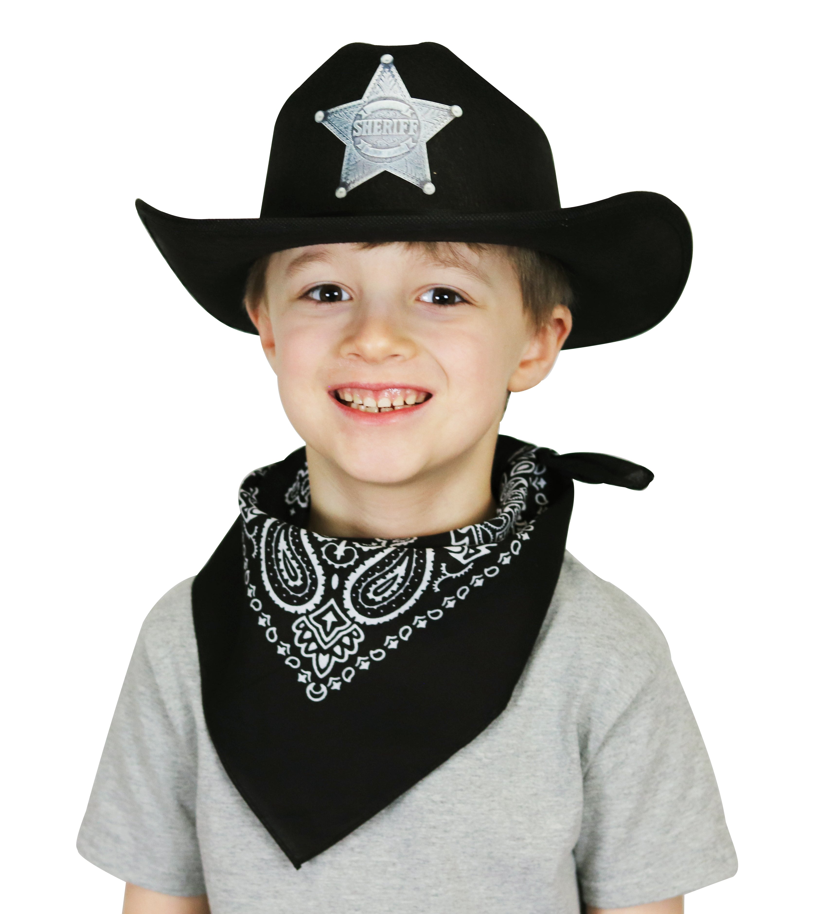 Jr. Cowboy Hat, Gray, with Sheriff Logo And Bandanna