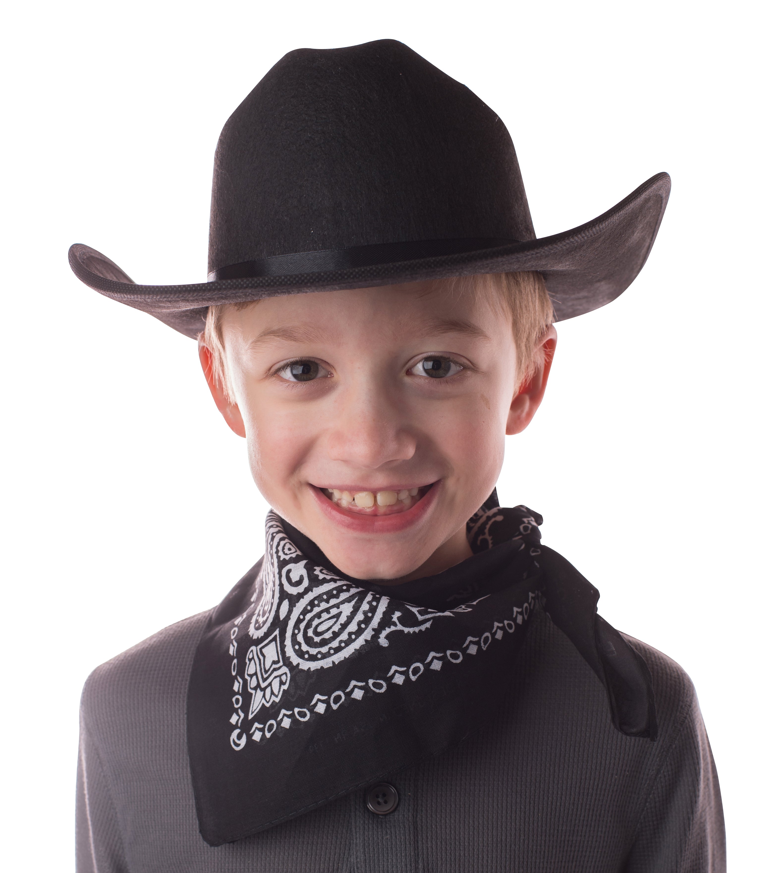 Jr. Cowboy Hat, Black, With Bandanna