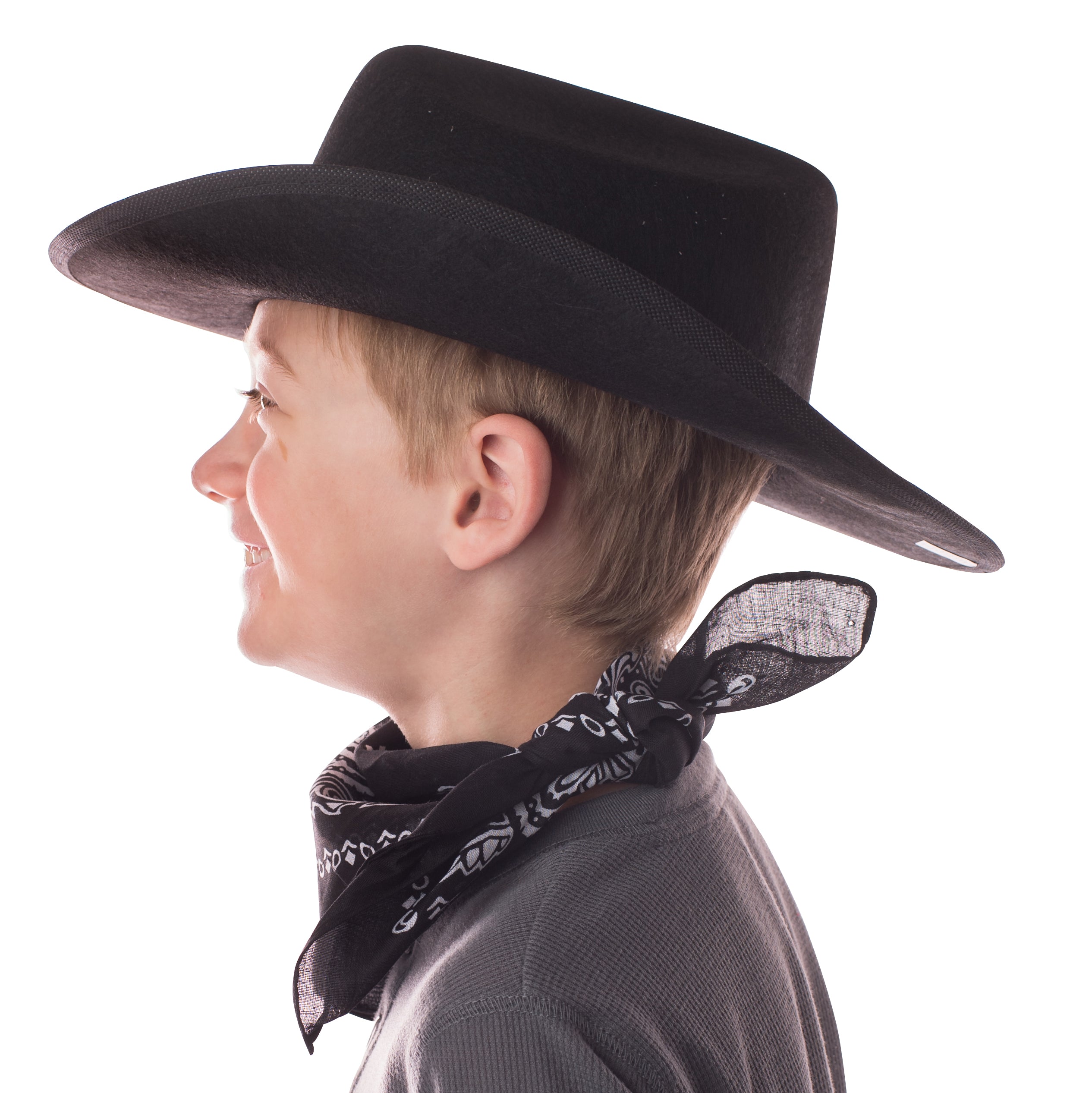 Jr. Cowboy Hat, Black, With Bandanna