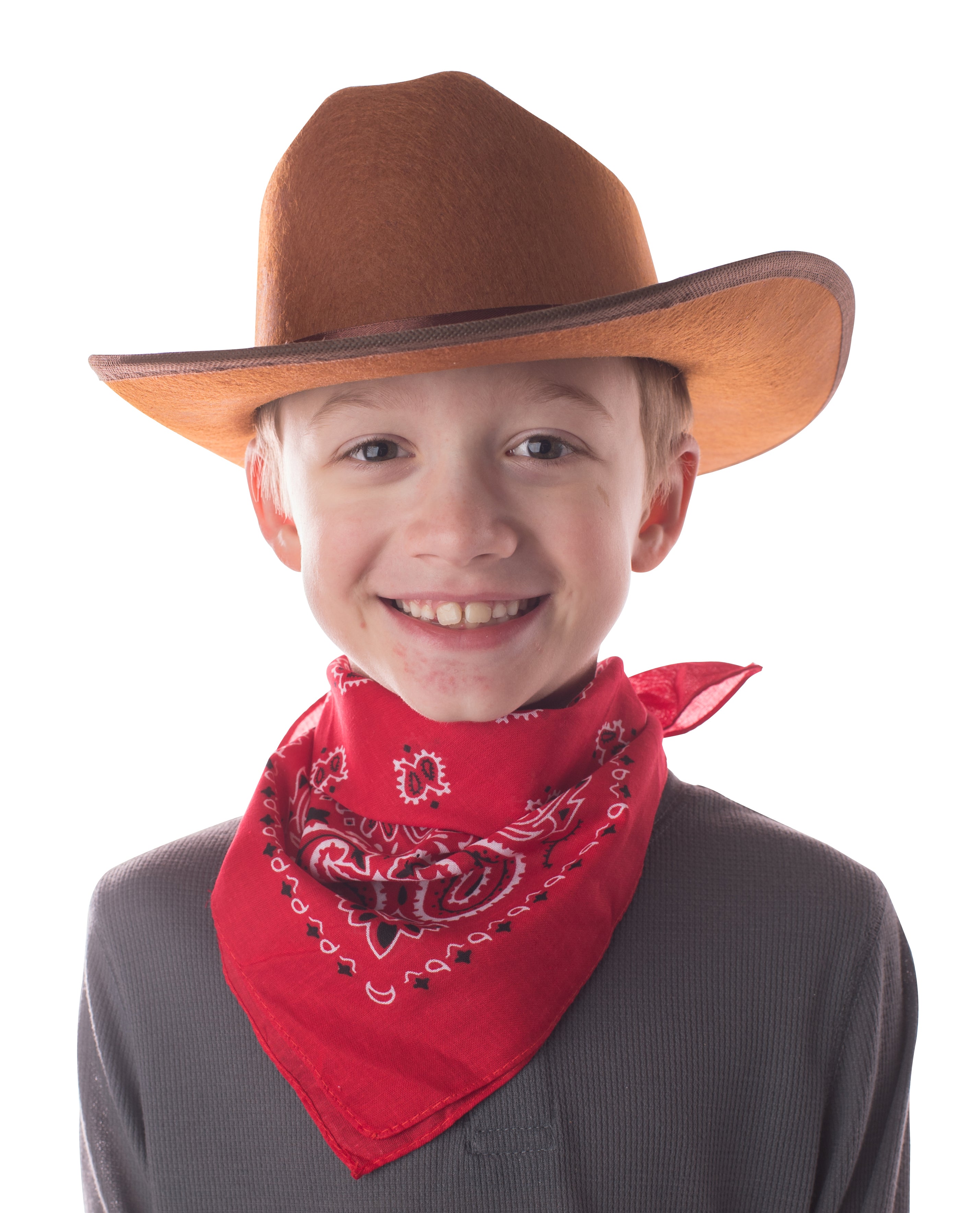 Jr. Cowboy Hat, Brown, With Bandanna