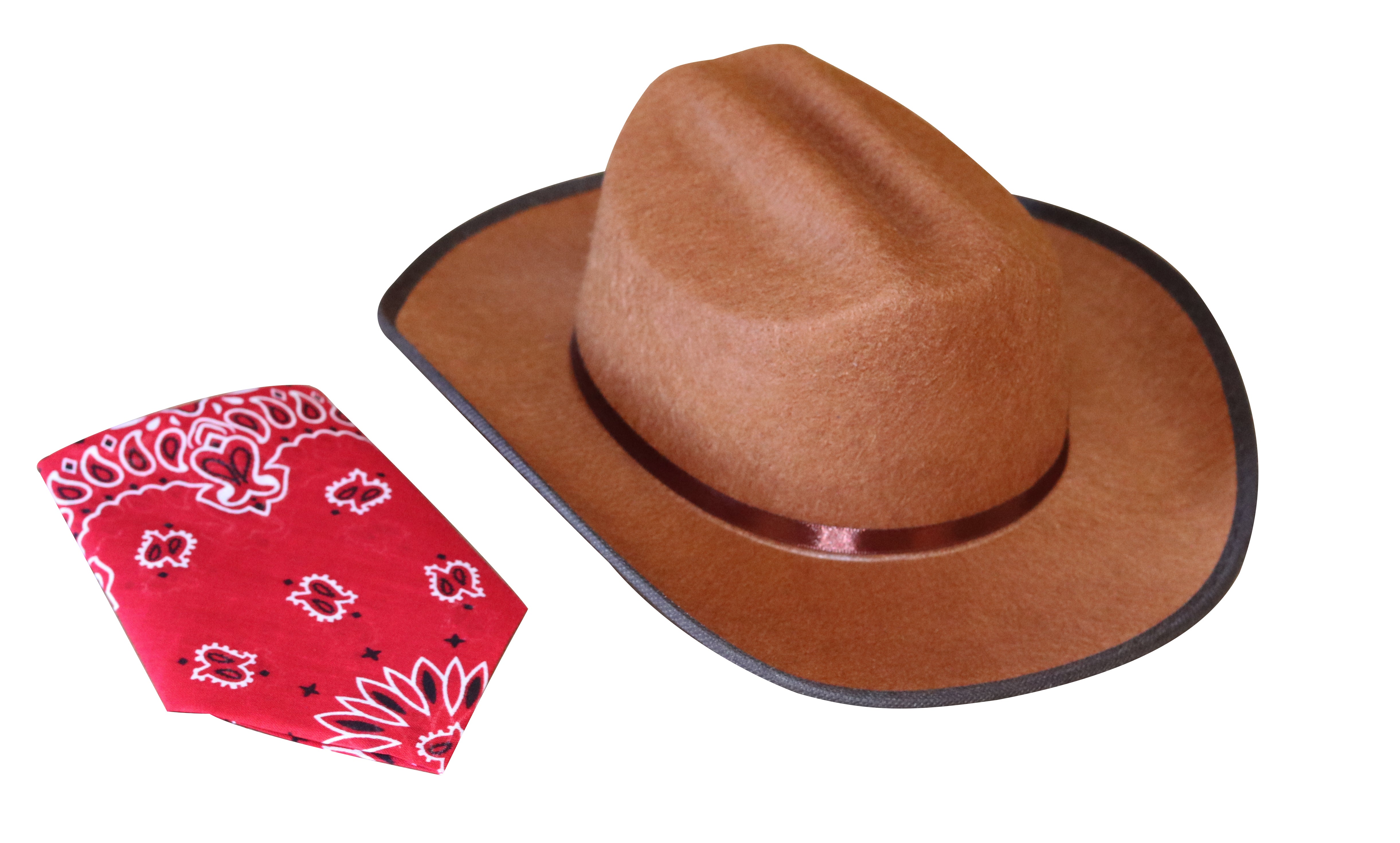 Jr. Cowboy Hat, Brown, With Bandanna