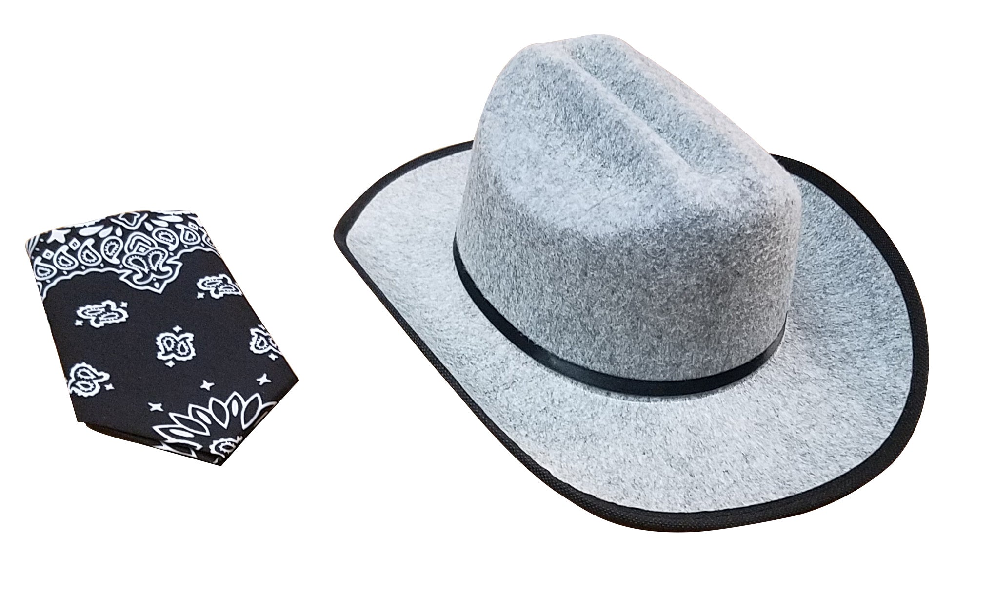 Jr. Cowboy Hat, Gray, With Bandanna