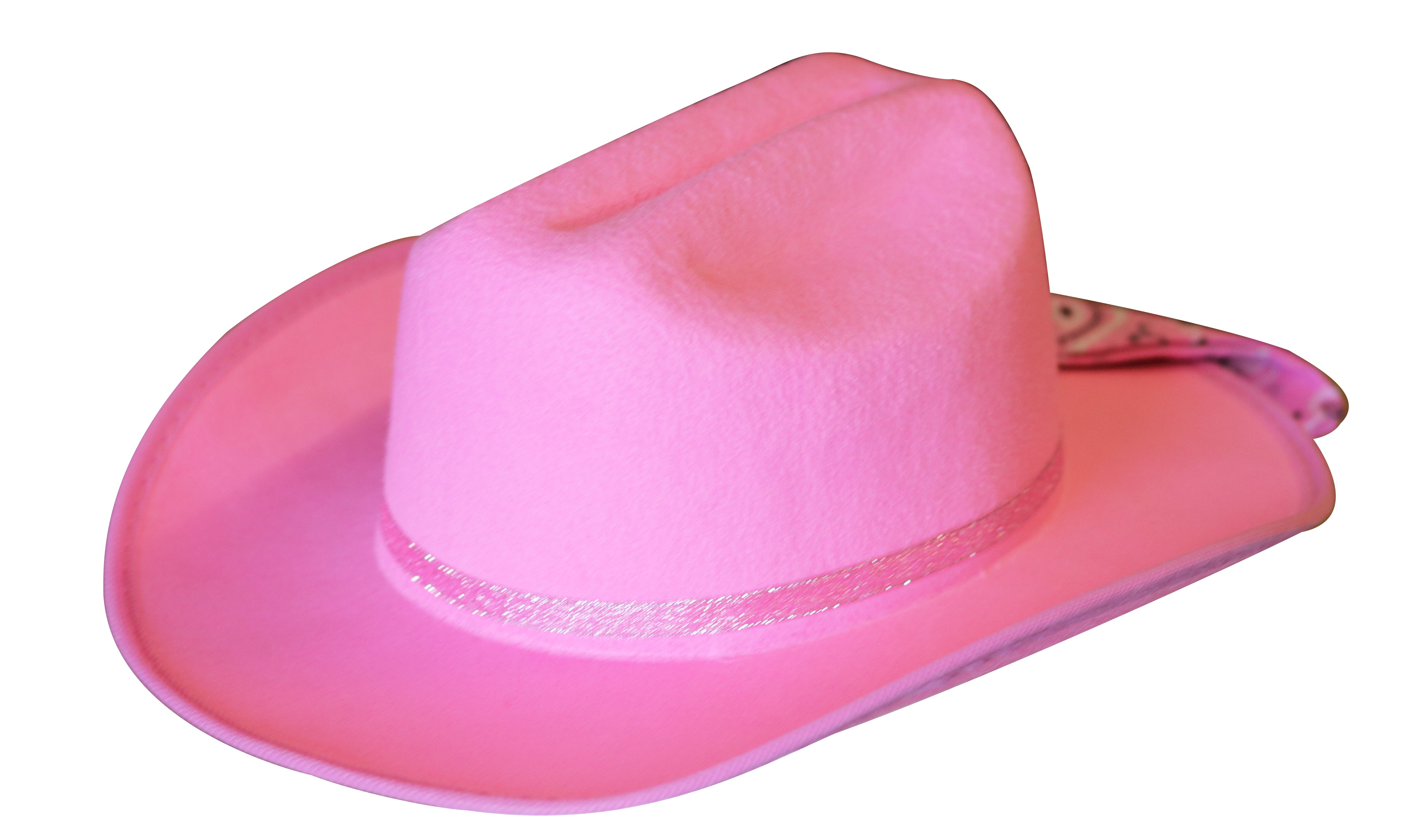 Jr. Cowboy Hat With Rodeo Texas Shape Logo, Pink, Sparkle Ribbon And Bandanna
