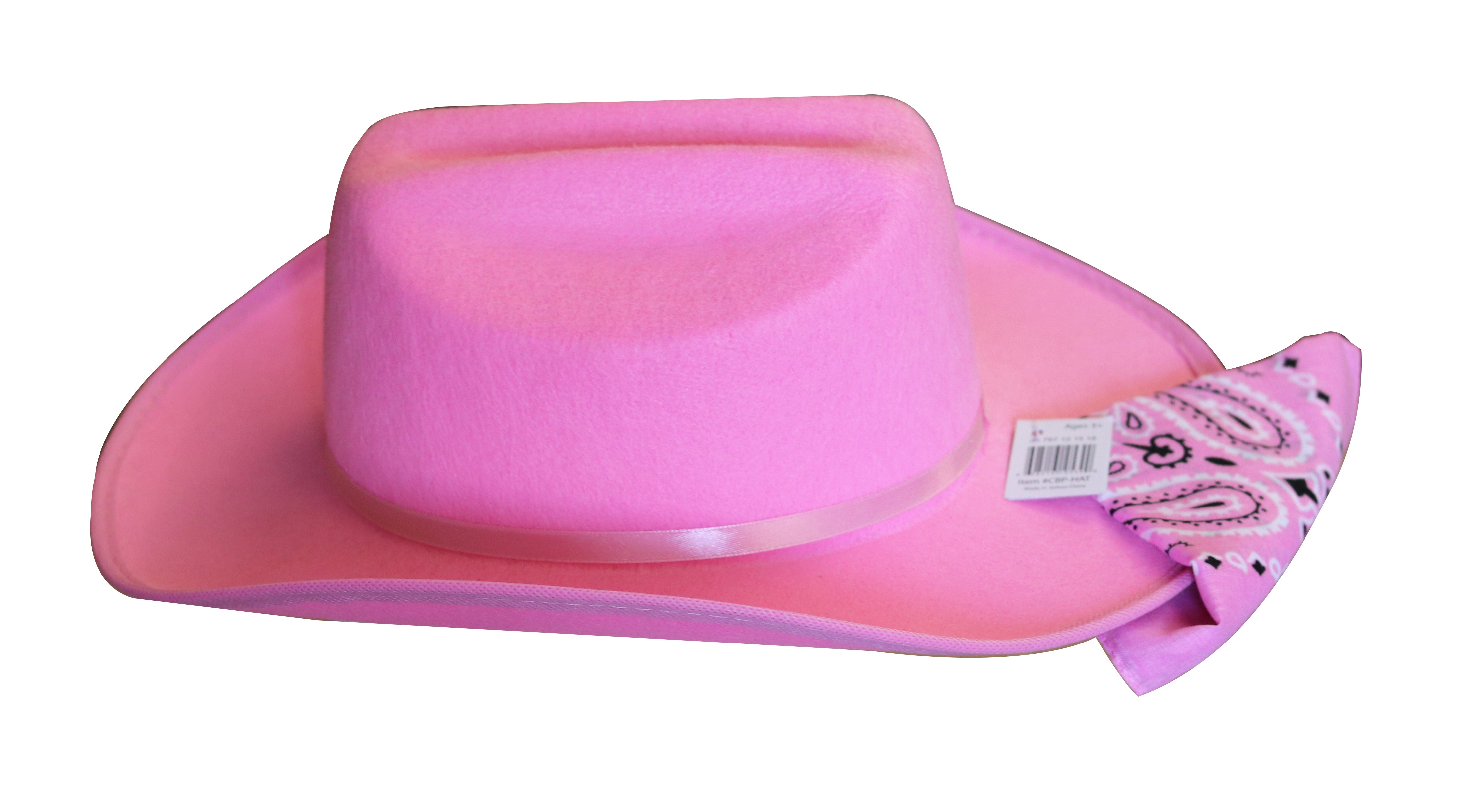 Jr. Cowboy Hat, Pink, Sparkle Ribbon With Bandanna