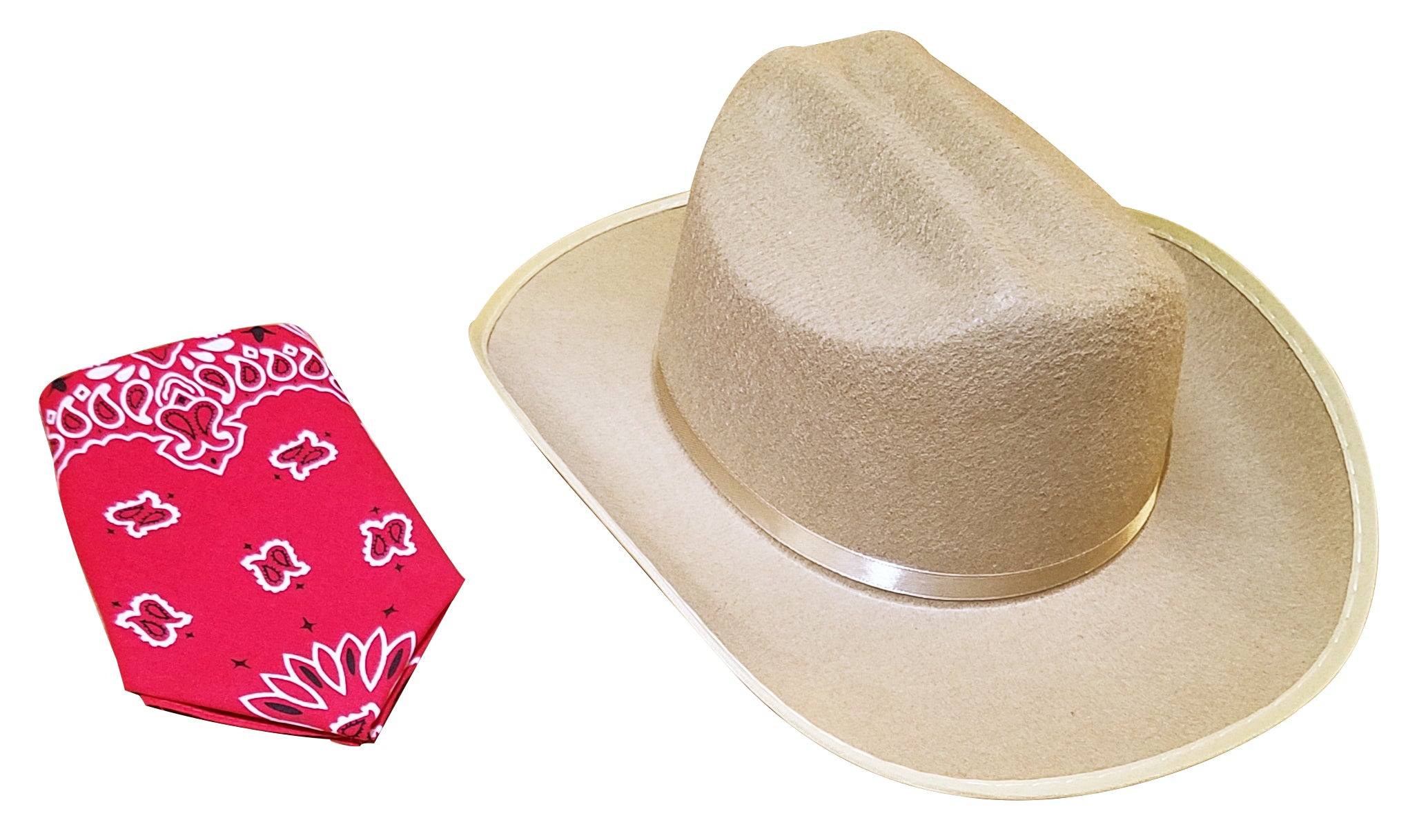 Jr. Cowboy Hat, Tan, With Bandanna.